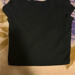 Black Ribbed Short Sleeve Top